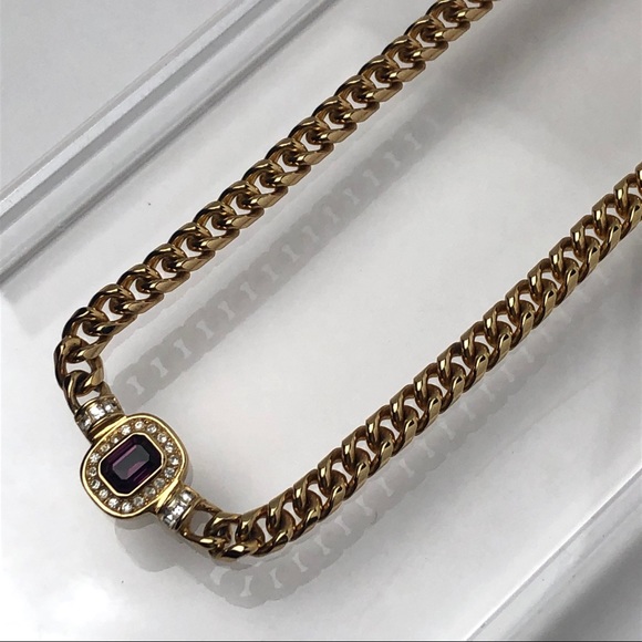 VTG 80s CHRISTIAN DIOR AMETHYST CRYSTAL NECKLACE - Picture 8 of 16